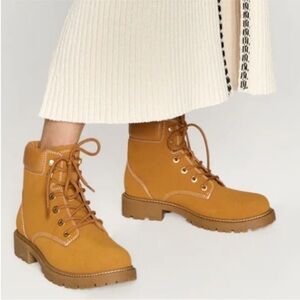 Zara leather Mustard brown Lace-Up Boots